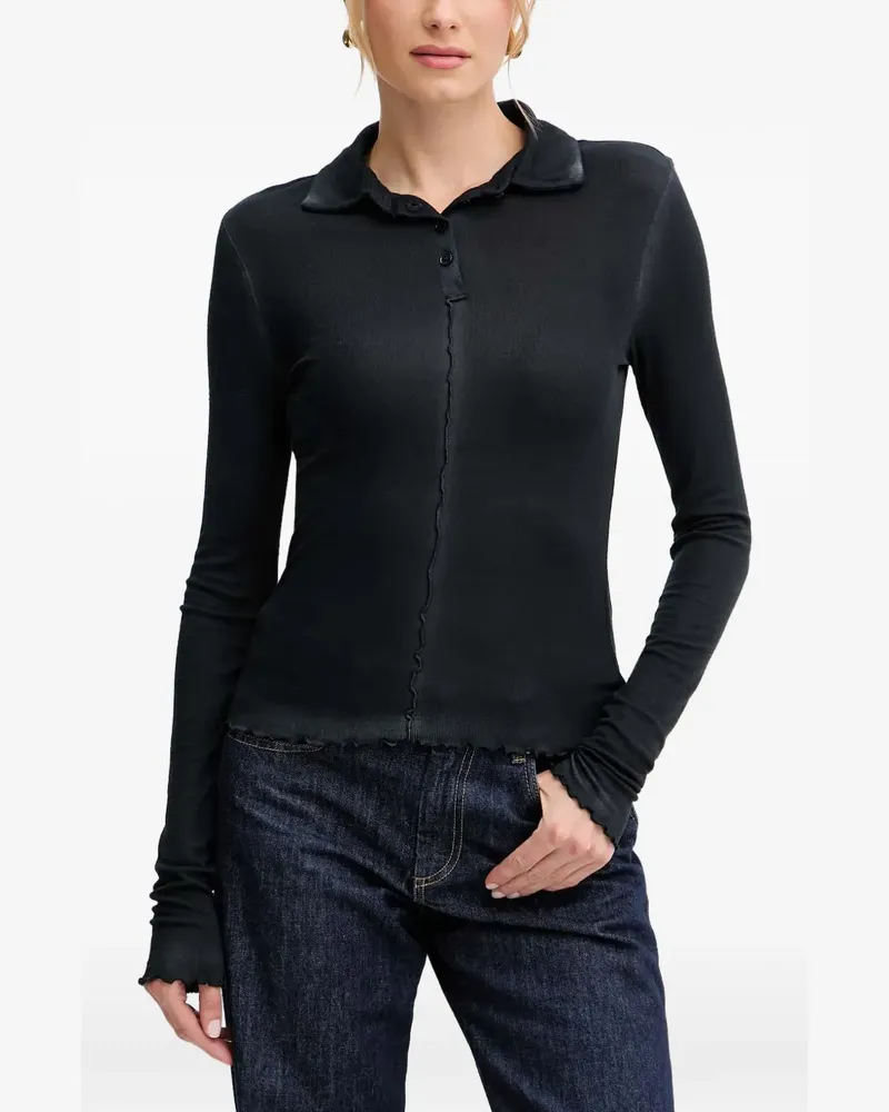 Patrizia Pepe raised-seam polo top - Schwarz Schwarz