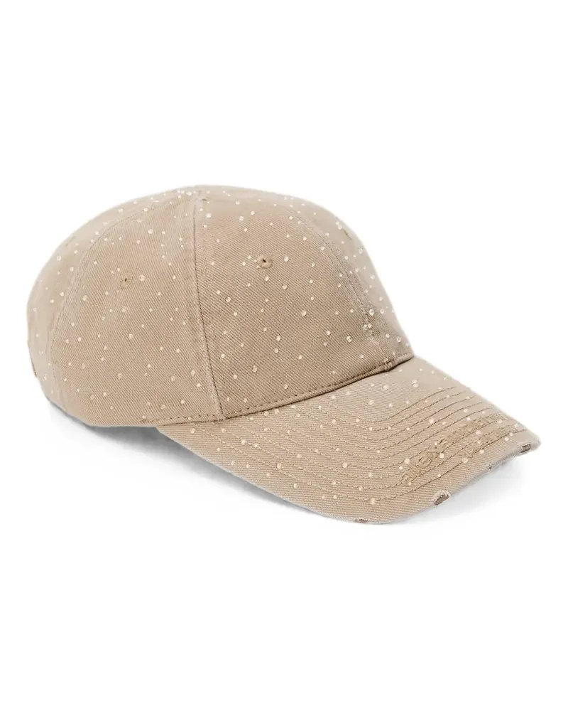 Alexander Wang Kristallverzierte Baseballkappe im Distressed-Look - Nude Nude