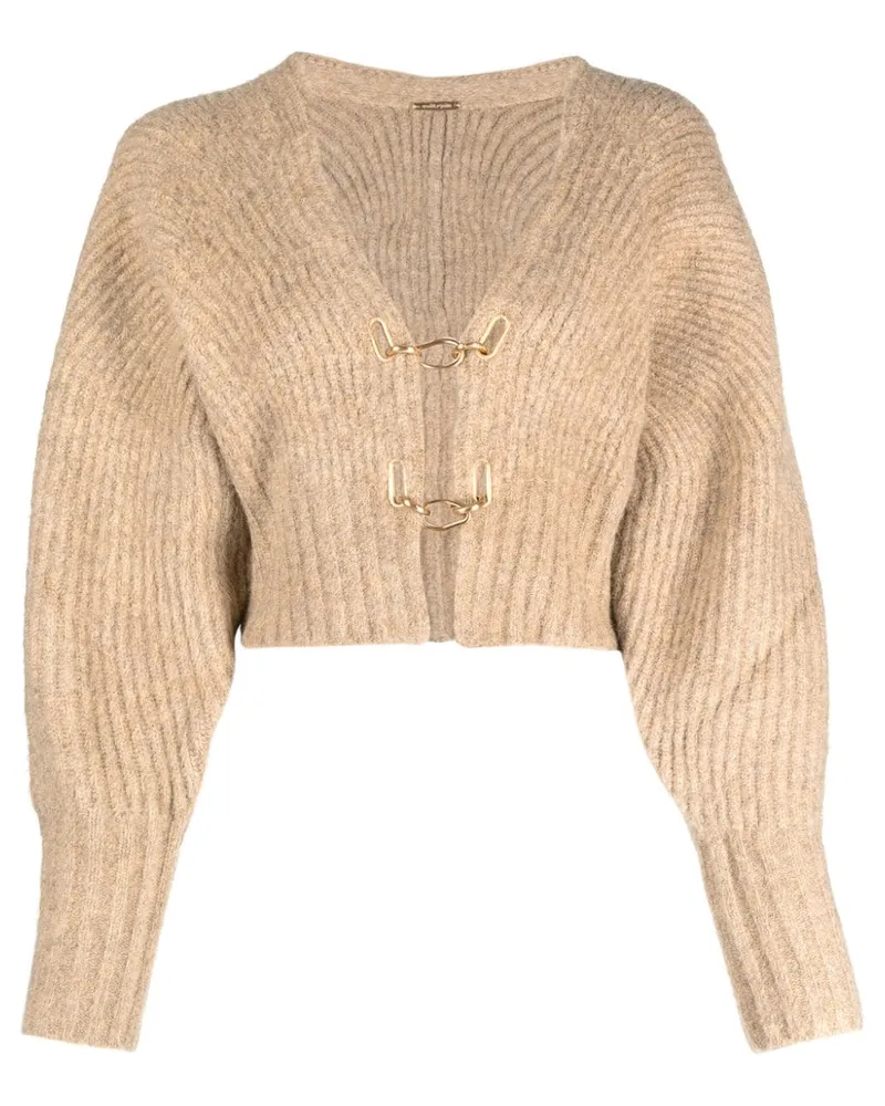 Cult Gaia Gerippter Cropped-Cardigan Nude