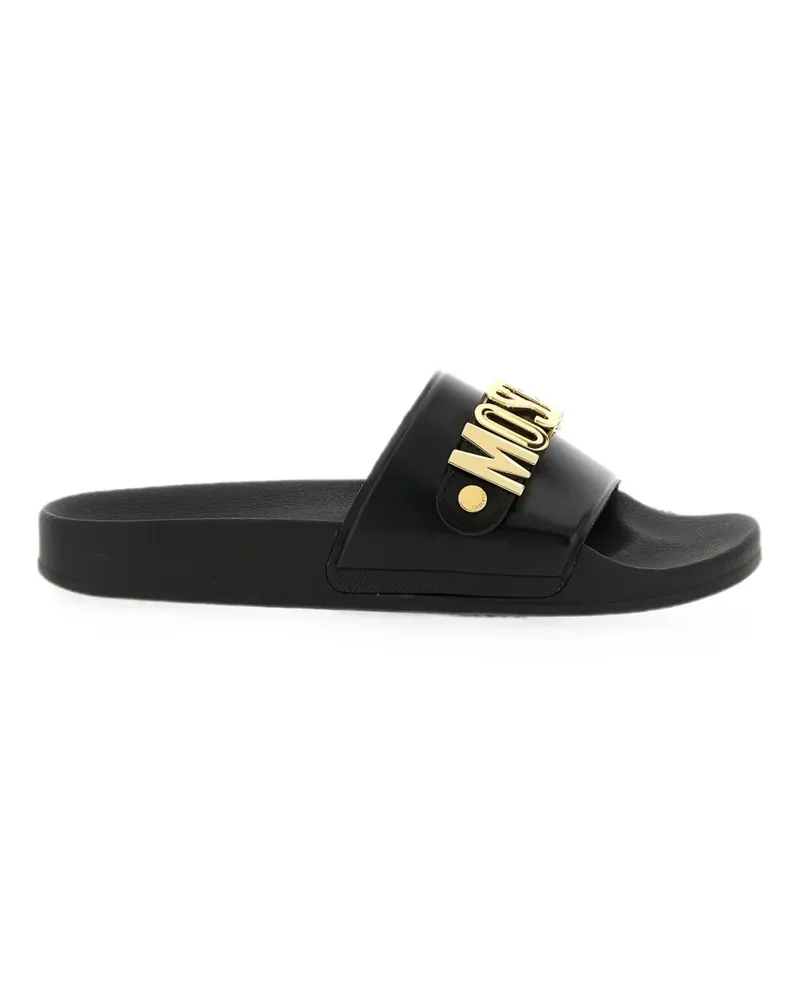 Moschino logo-lettering Pool slides - Schwarz Schwarz