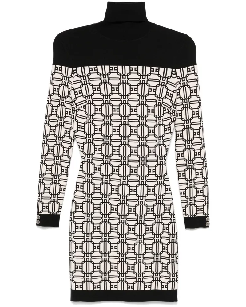 Elisabetta Franchi Rollkragen-Minikleid mit Jacquard-Logo - Nude Nude