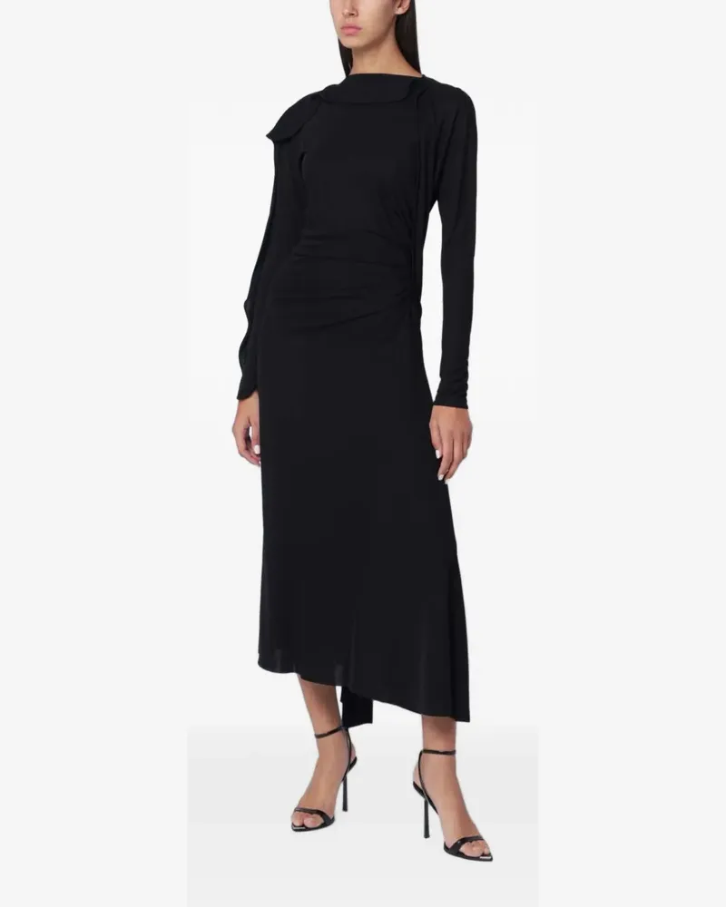 Victoria Beckham Drapiertes Midikleid - Schwarz Schwarz