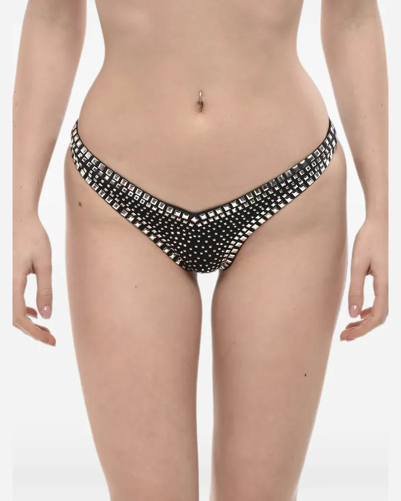 Dsquared2 High-Cut-Bikinihöschen mit Nieten - Schwarz Schwarz