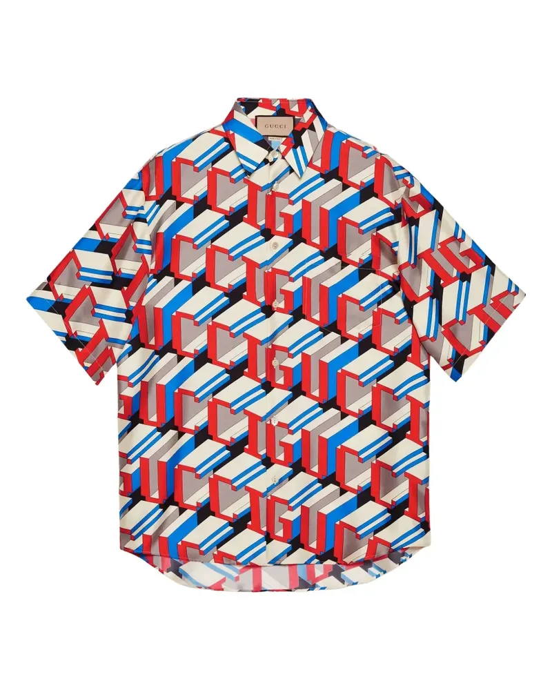 Gucci Seidenhemd mit Logo-Print - Weiß Weiß