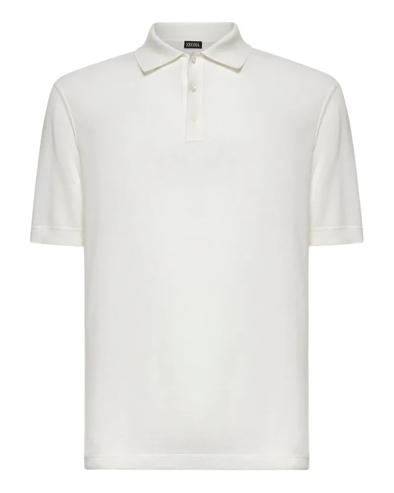 Ermenegildo Zegna Geripptes Poloshirt mit drei Knöpfen - Weiß Weiß