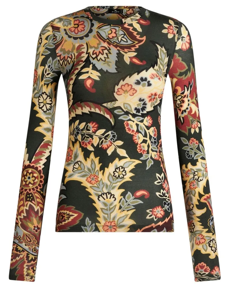 Etro Jerseyoberteil mit Paisley-Print - Grün Grün