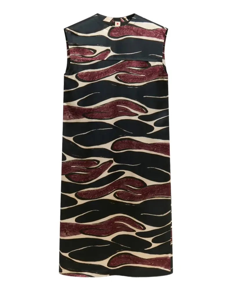 Marni black viscose dress with crimson flow print - Schwarz Schwarz
