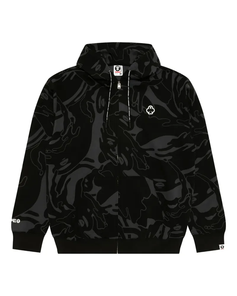 BAPE Kapuzenjacke mit abstraktem Print - Schwarz Schwarz