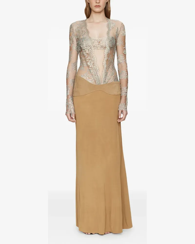 Christopher Esber Sèpienne Spitzenrobe mit Gürtel - Nude Nude