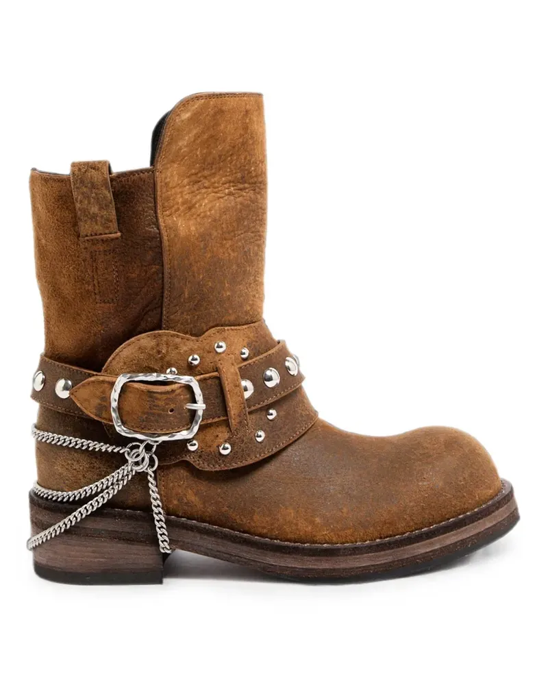 Ann Demeulemeester Boa Stiefel mit Nieten - Braun Braun