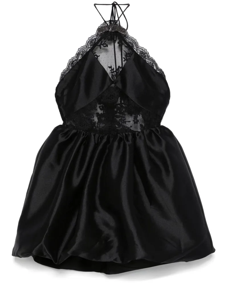 Self-Portrait Minikleid mit Spitzendetail - Schwarz Schwarz