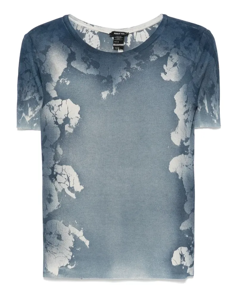 Avant Toi Fein geripptes T-Shirt - Blau Blau