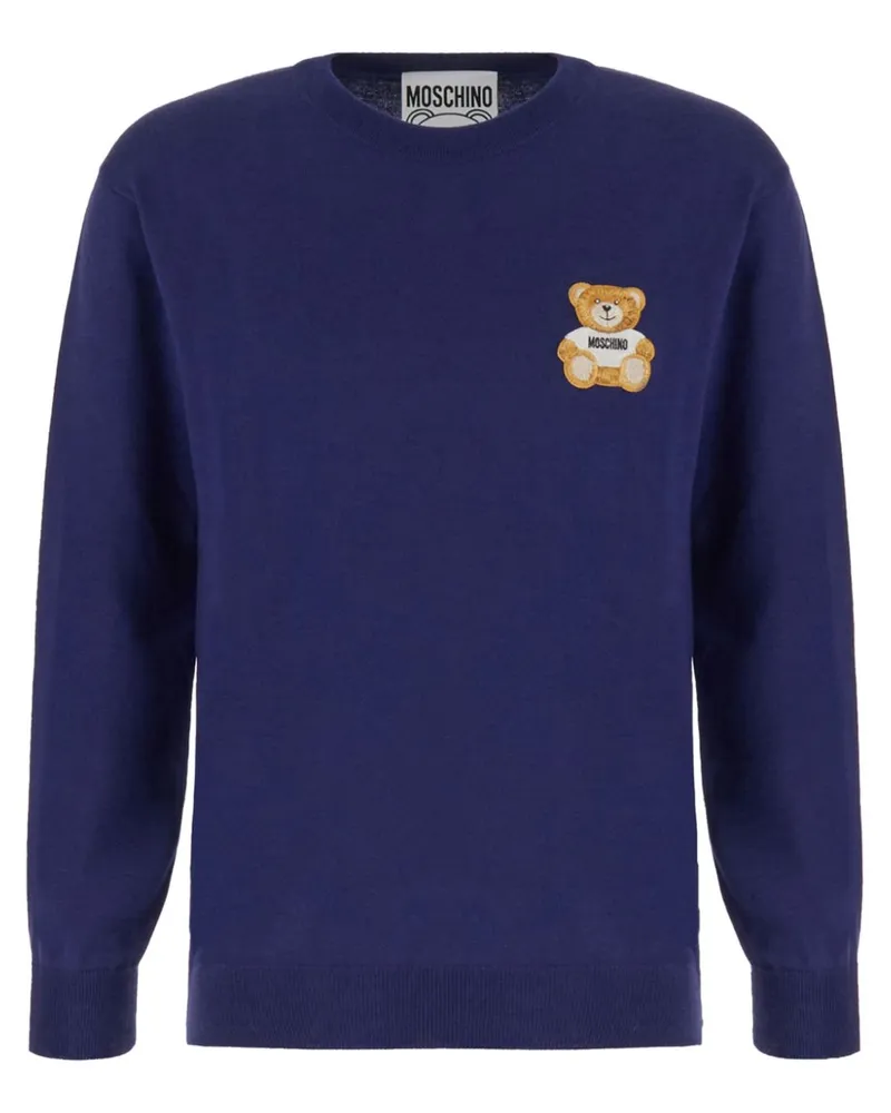Moschino Pullover mit Teddy-Applikation - Blau Blau