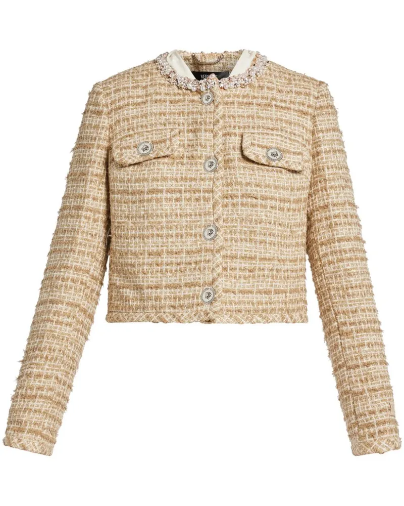Versace Tweed-Jacke mit Kristallen - Nude Nude