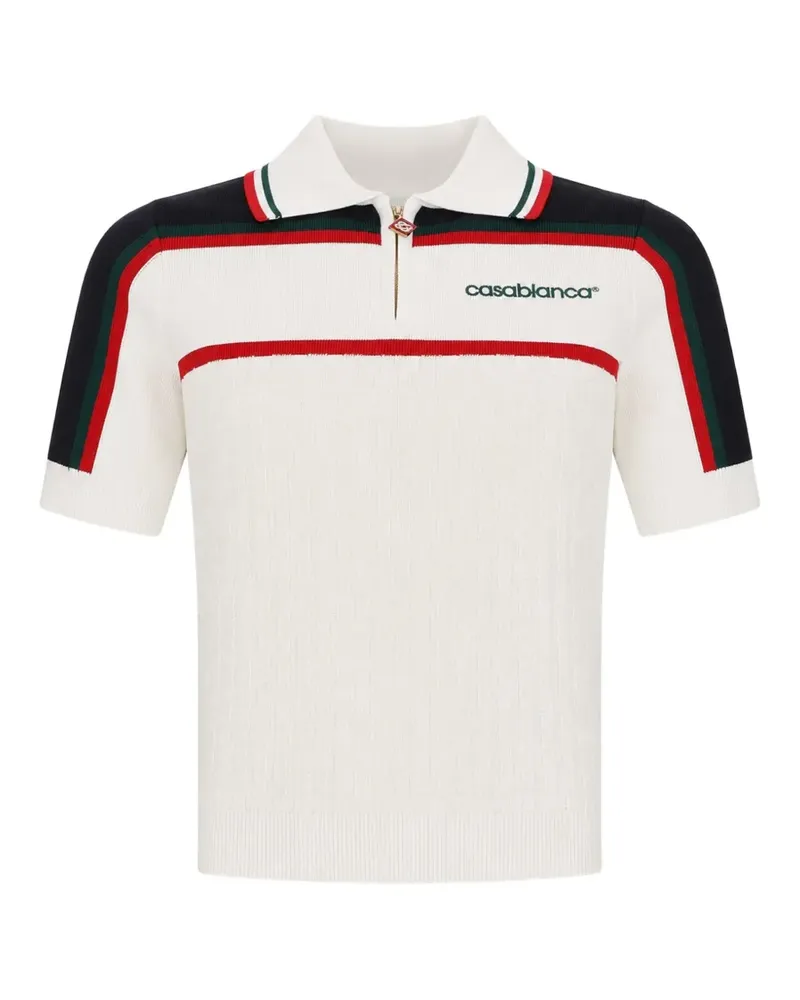 Casablanca Paris logo-embroidered striped polo shirt - Nude Nude