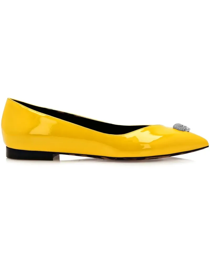 Philipp Plein Ballerinas mit Totenkopf - Gelb Gelb