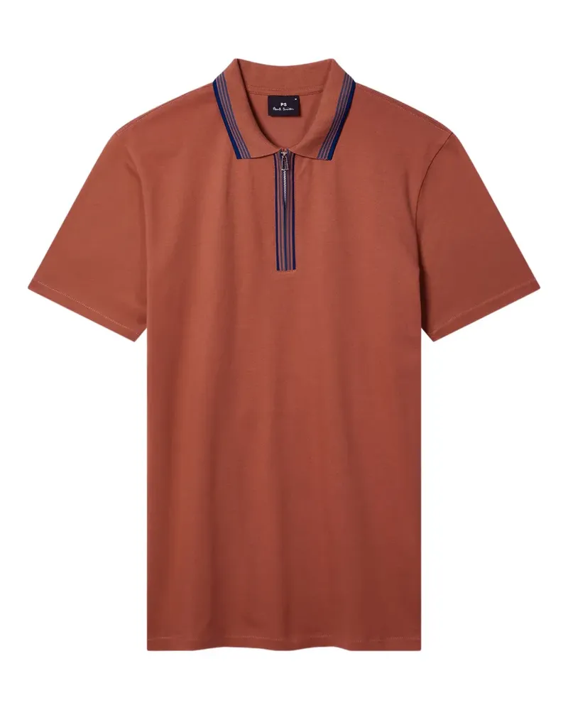 Paul Smith Gestreiftes Poloshirt mit Reißverschluss - Braun Braun