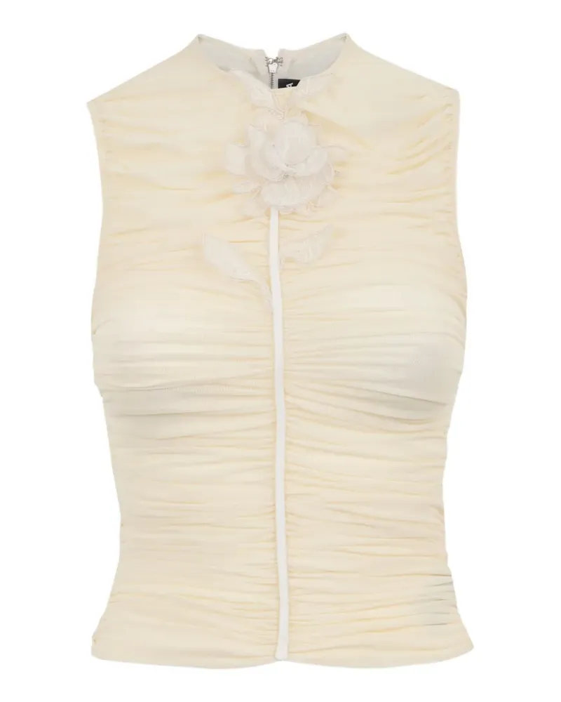 David Koma Gerafftes Oberteil mit Spitzenrose - Nude Nude