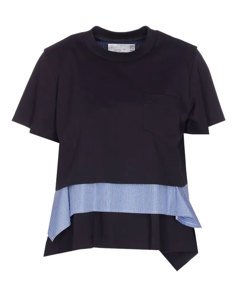 Sacai pocket asymmetrical hem t-shirt - Blau Blau