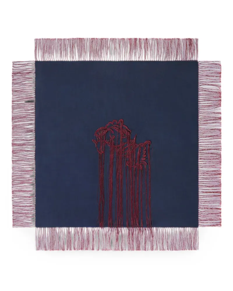 Dries van Noten Seidenschal mit Stickerei - Blau Blau