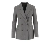 Doppelreihiger Blazer mit Mikro-Karo - Grau