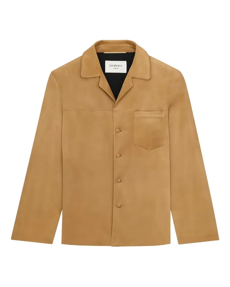 Saint Laurent Lederjacke mit Vordertasche - Nude Nude