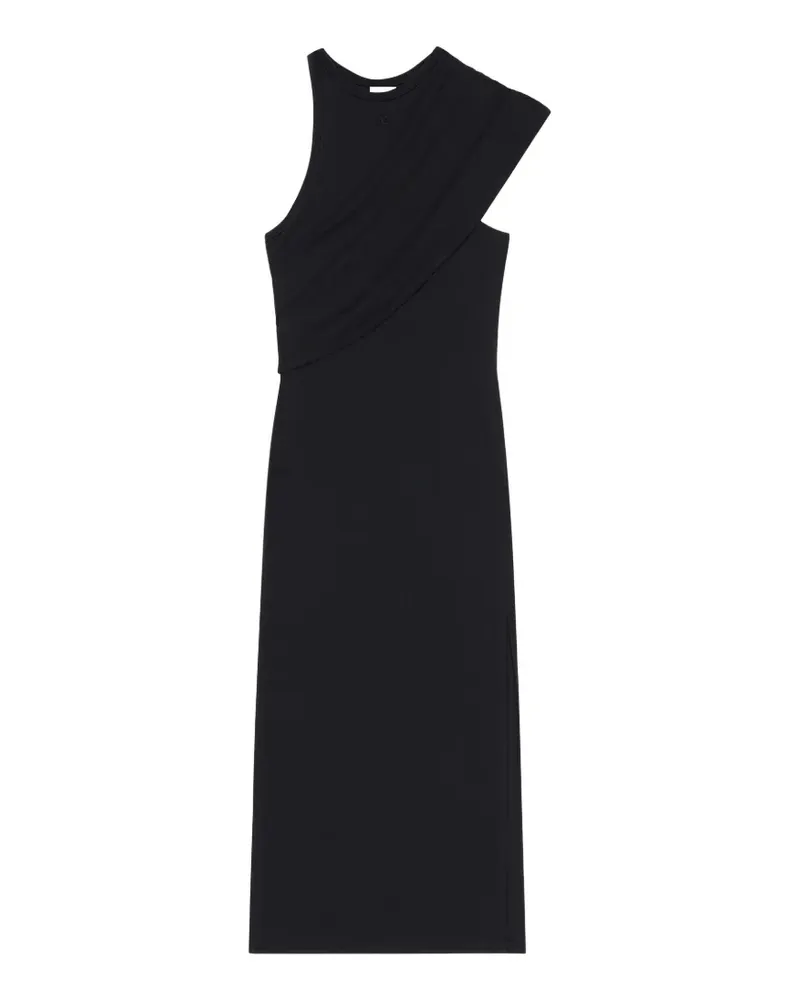 Courrèges Drapiertes Midikleid - Schwarz Schwarz