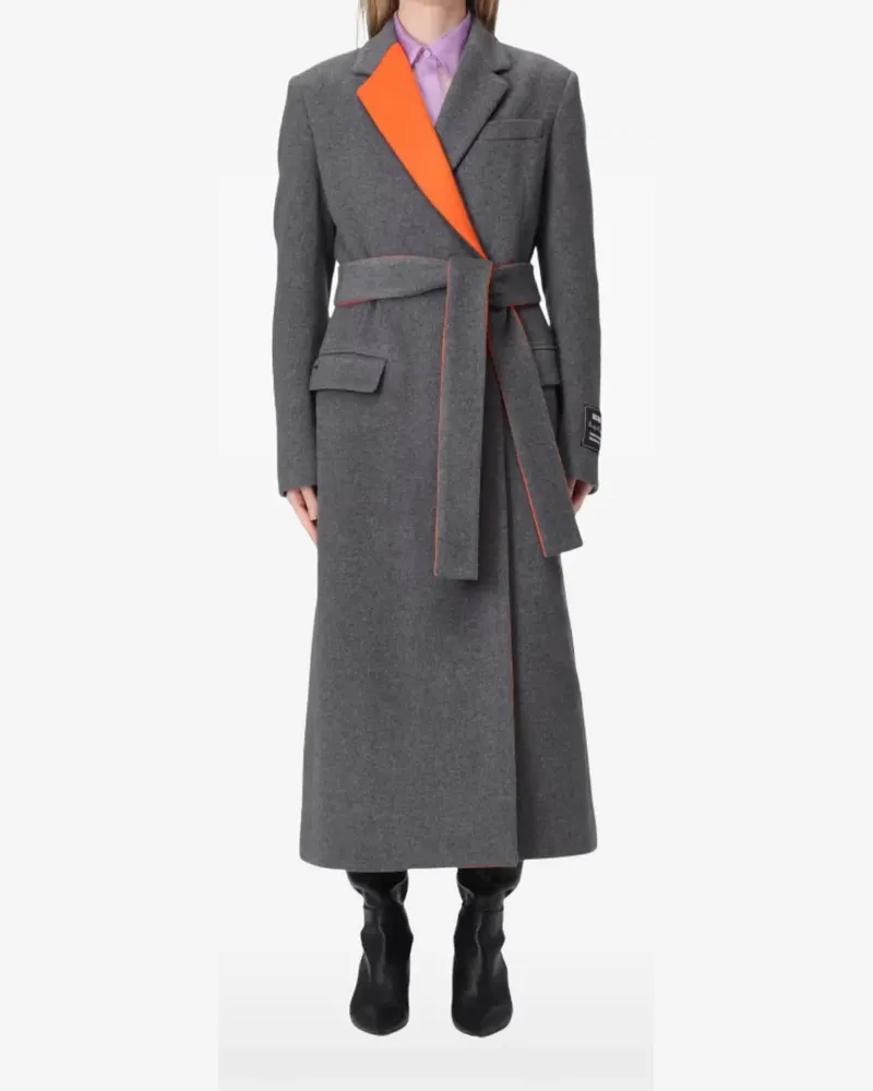 MSGM belted contrast-panel coat - Grau Grau