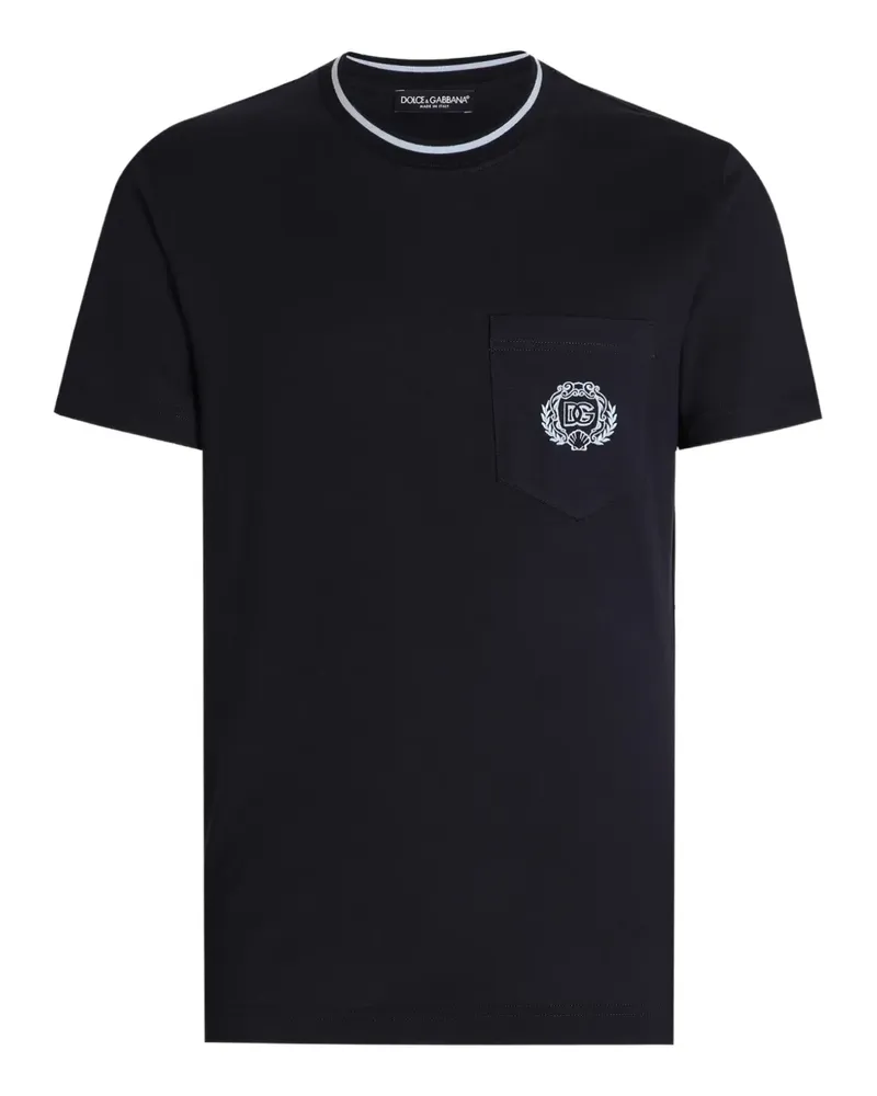 Dolce & Gabbana T-Shirt mit Brusttasche - Blau Blau