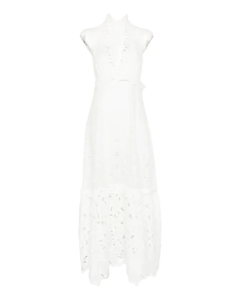 Ermanno Scervino V-neck broderie-anglaise maxi dress - Weiß Weiß