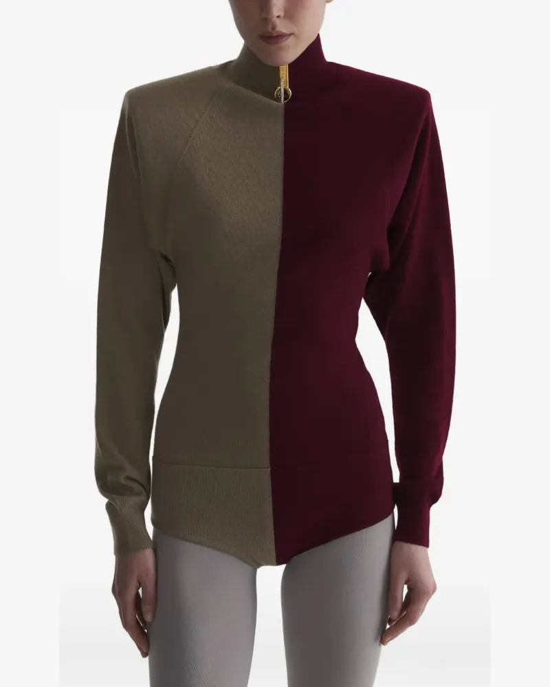Thierry Mugler Zweifarbiger Body aus Kaschmir - Rot Rot
