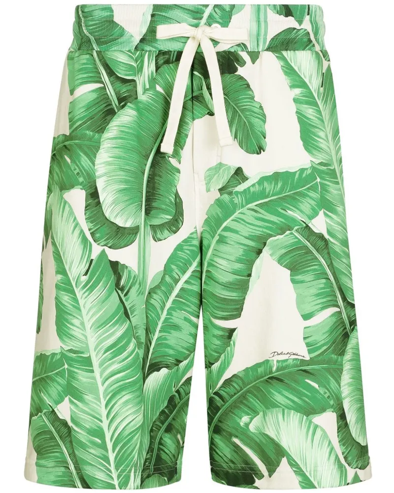 Dolce & Gabbana Joggingshorts mit Blatt-Print - Grün Grün