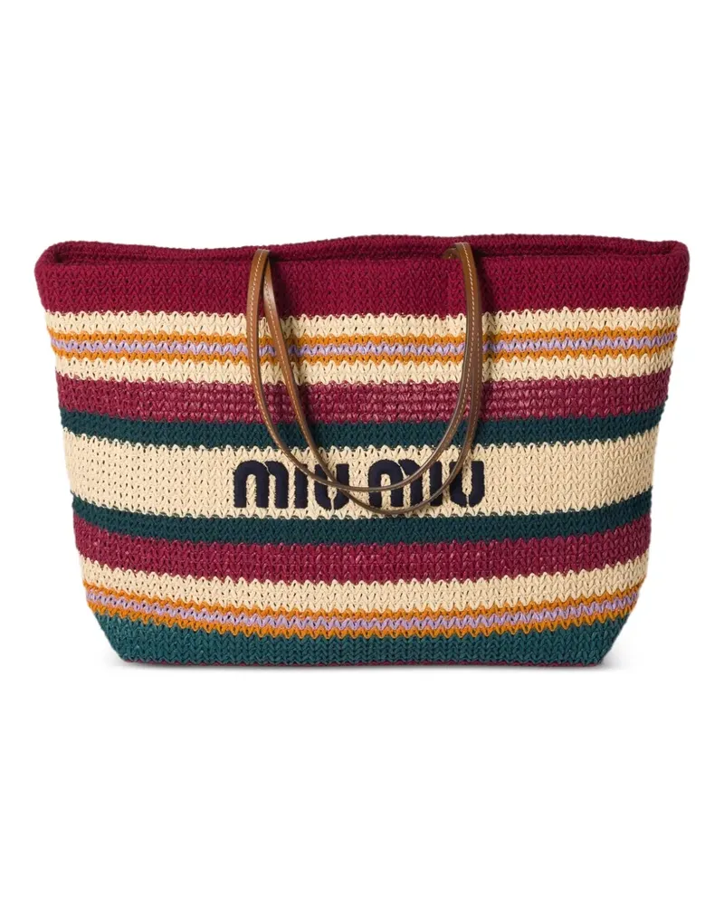 Miu Miu raffia-effect woven tote bag - Rot Rot