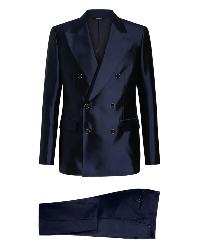 Dolce & Gabbana Doppelreihiger Shantung-Mikado Anzug - Blau Blau