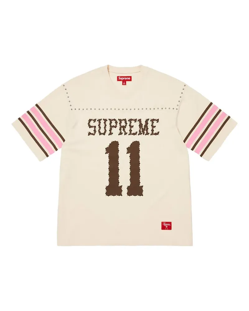 Supreme Being studded striped-sleeve t-shirt - Nude Nude