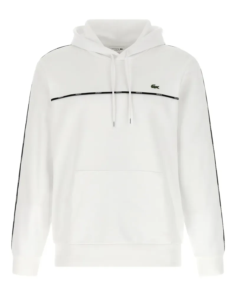 Lacoste Kängurutasche-Hoodie mit Besatzstreifen - Weiß Weiß