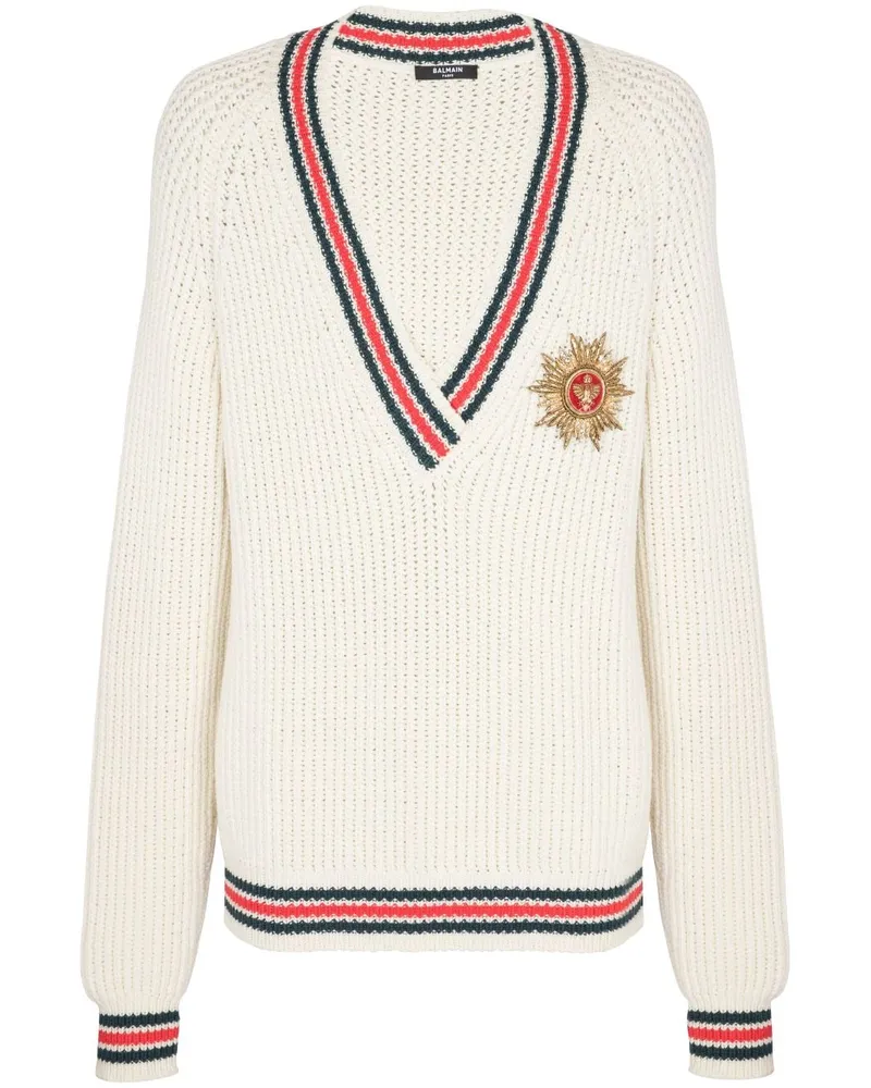 Balmain Pullover mit Logo-Patch Nude