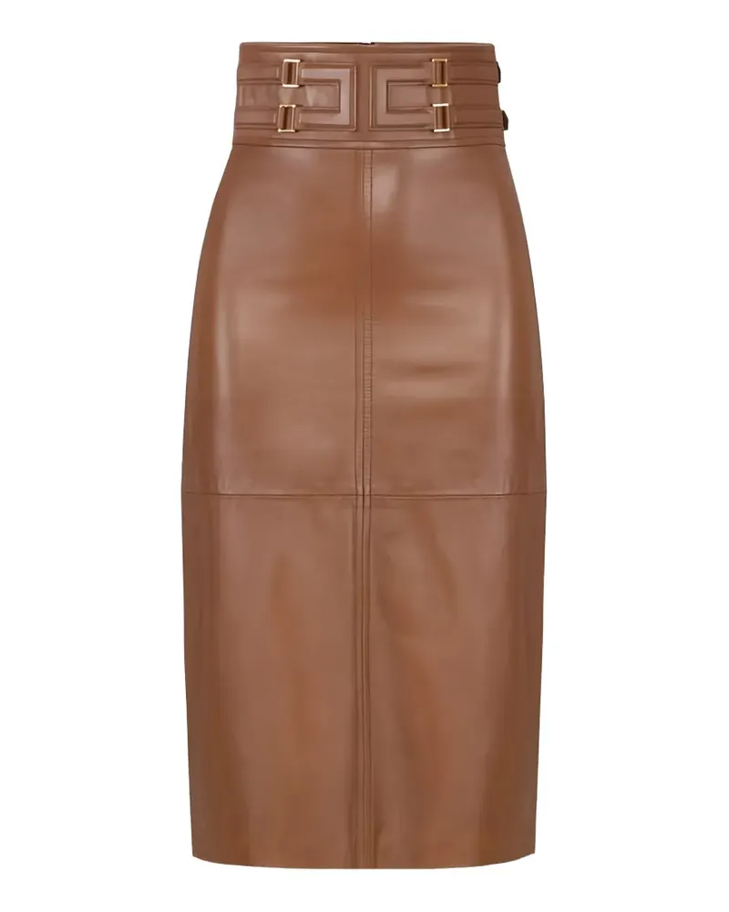 Elisabetta Franchi leather midi skirt - Braun Braun