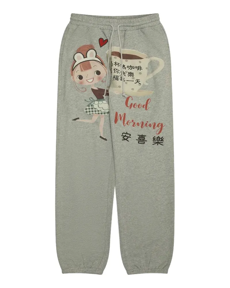 Praying Coffee graphic-print track pants - Grau Grau