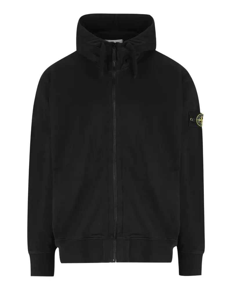 Stone Island logo-patch zip-up hoodie - Schwarz Schwarz