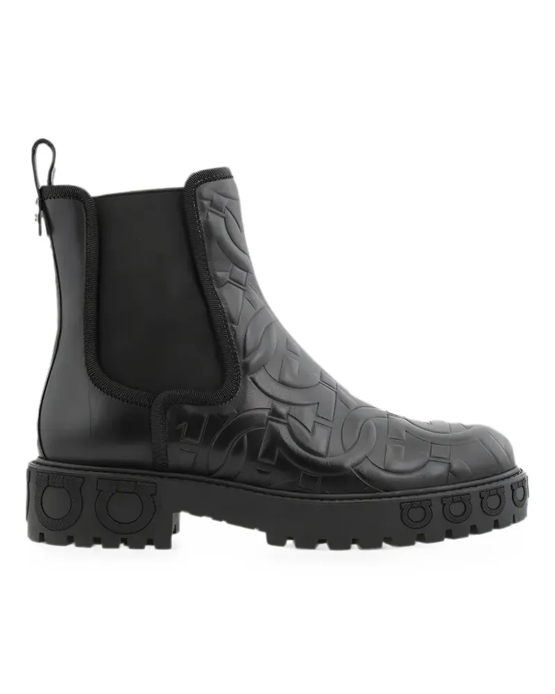 Ferragamo Chelsea-Boots mit Gancini-Prägung - Schwarz Schwarz