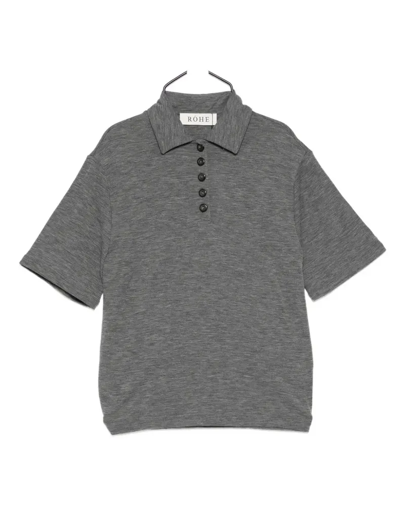 Róhe knitted polo top - Grau Grau
