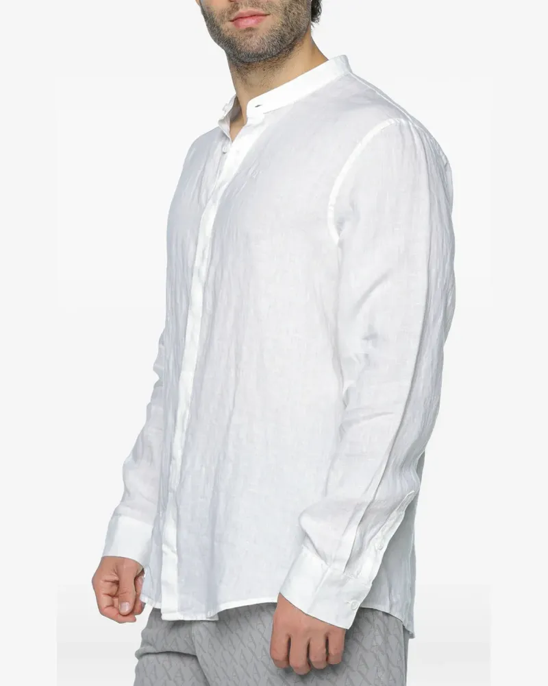 Armani Exchange linen mandarin-collar shirt - Weiß Weiß