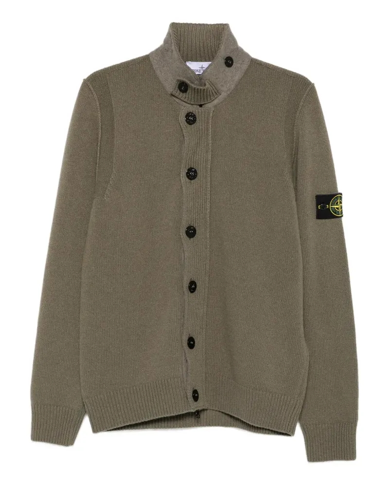 Stone Island logo-patch button-up cardigan - Grün Grün
