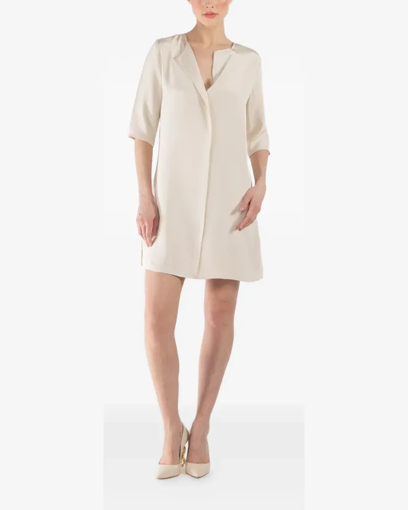 Peter Cohen notch-neck short-sleeve mini dress - Nude Nude