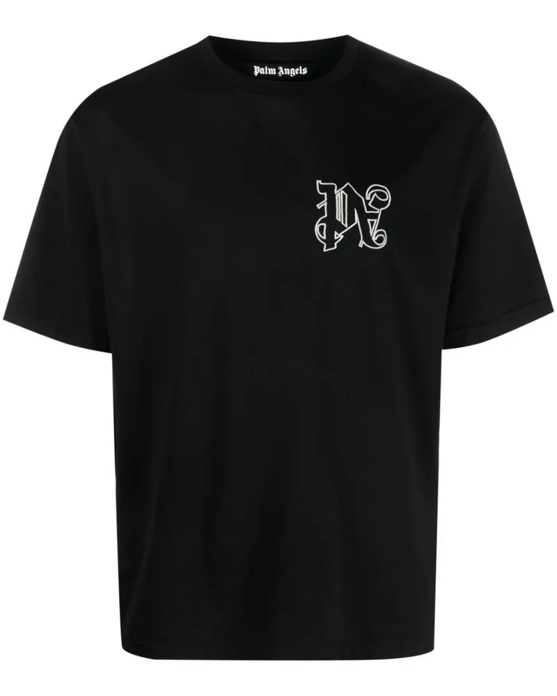 Palm Angels PA T-Shirt mit Logo-Stickerei - Schwarz Schwarz
