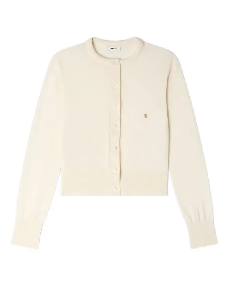 Sandro Wattierter Cardigan mit rundem Ausschnitt - Nude Nude