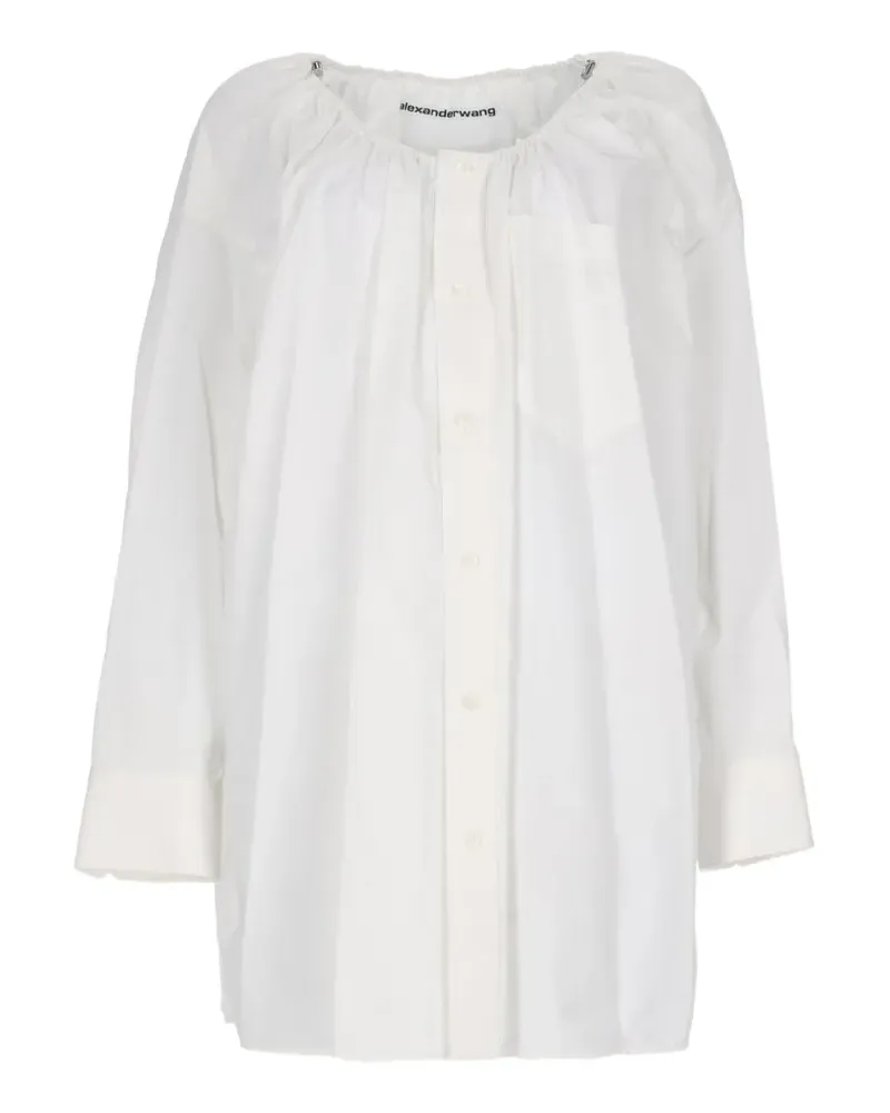 Alexander Wang ruched-neck mini shirt dress - Weiß Weiß