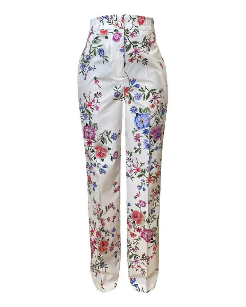 Liu Jo floral-print cotton trousers - Weiß Weiß