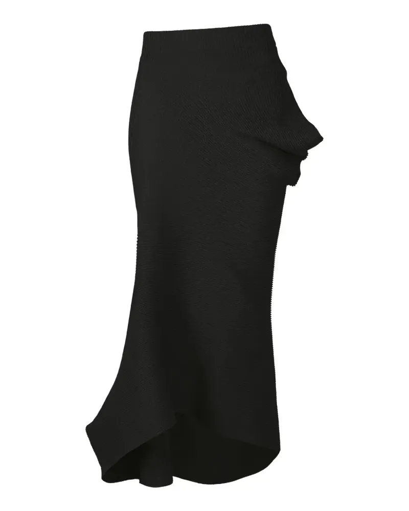 Issey Miyake pleated asymmetric maxi skirt - Schwarz Schwarz